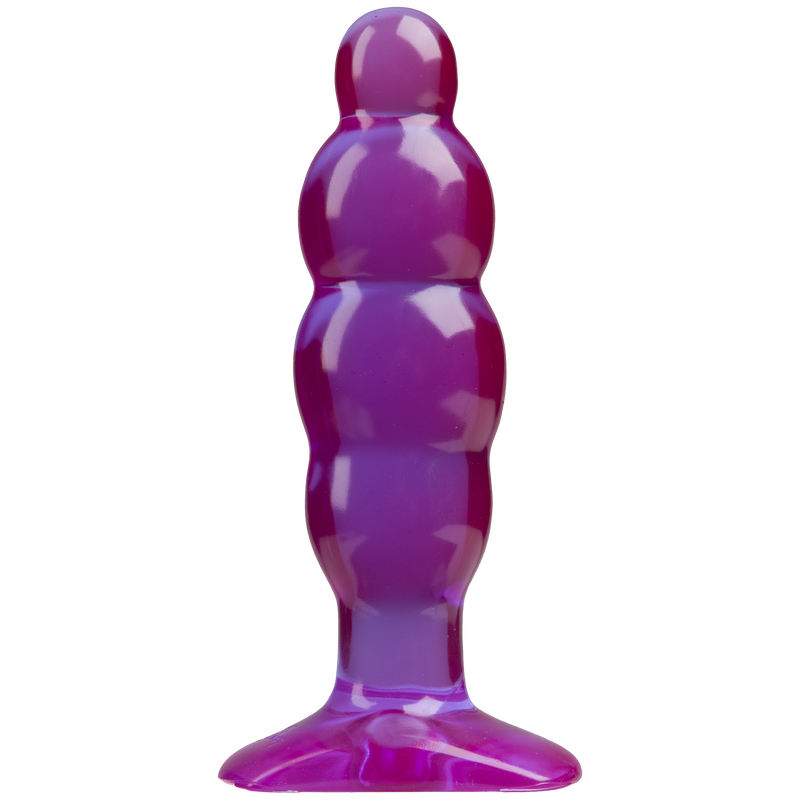 Doc Johnson Spectra Gels Anal Stuffer: purple translucent beaded anal plug with a flared suction base