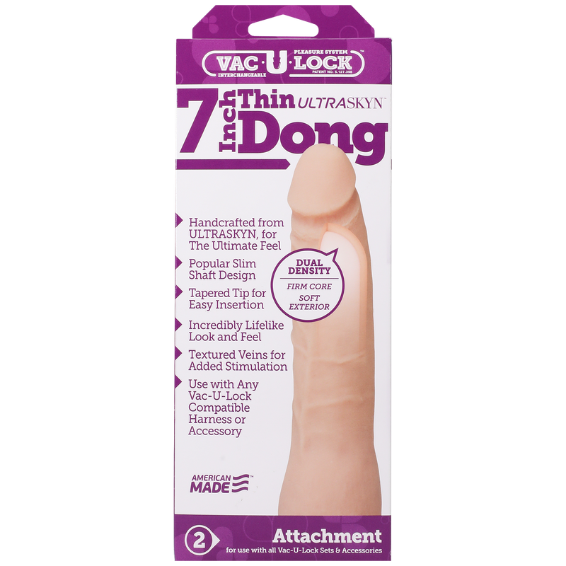 VAC-U-LOCK ULTRASKYN THIN 7" DILDO VANILLA