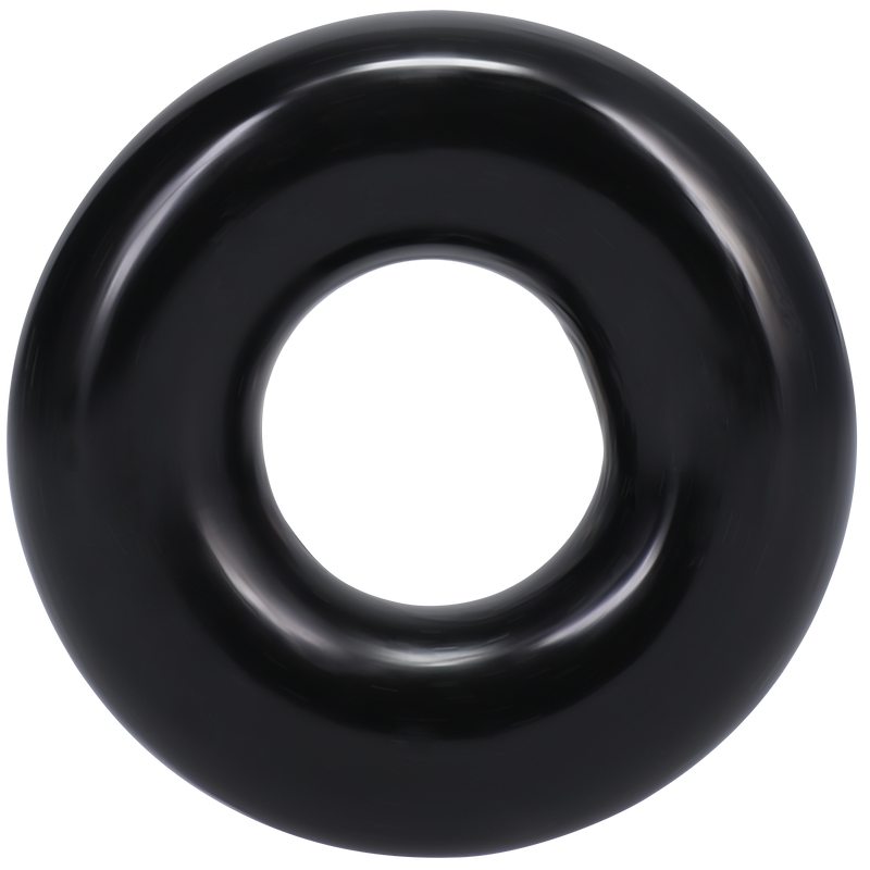 Doc Johnson Rock Solid The Donut 2X: thick glossy black cock ring, top view