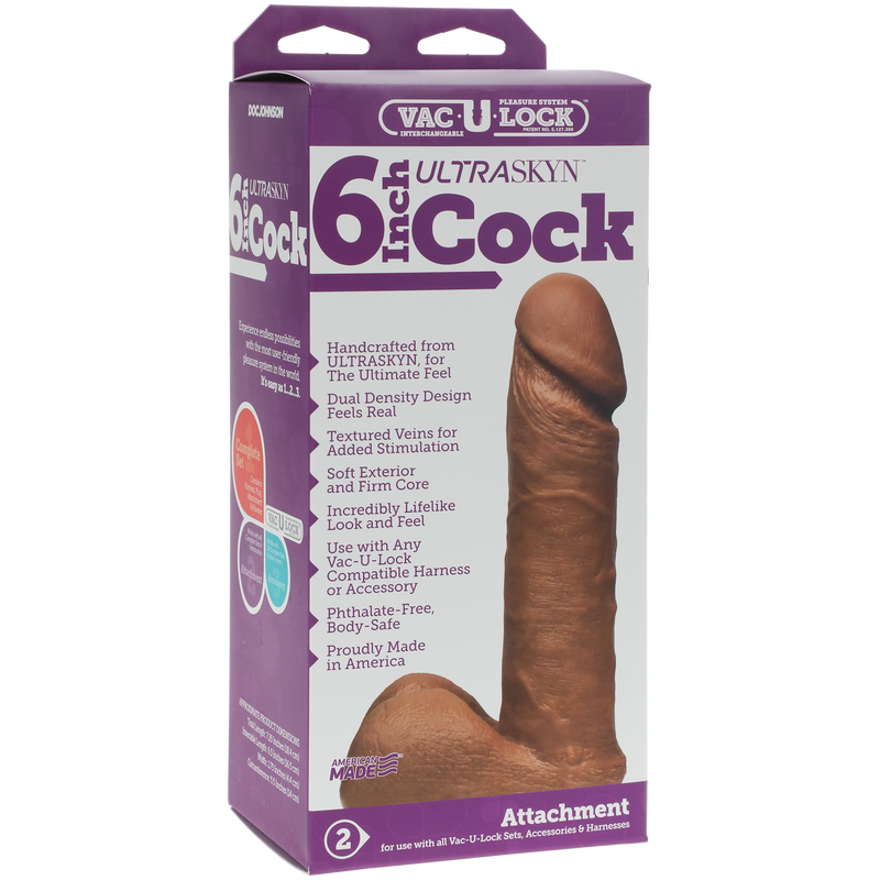 VAC-U-LOCK ULTRASKYN 6" DILDO CARAMEL