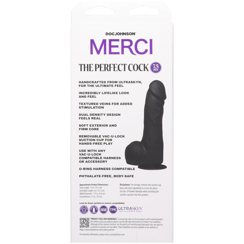 MERCI THE PERFECT DILDO 7.5" DILDO BLACK