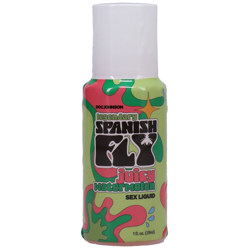 Doc Johnson Legendary Spanish Fly Sex Liquid in Juicy Watermelon: flavored drops in a 1 fl oz (29 ml) green and red bottle