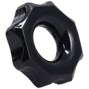 Black Gear cock ring at an angle, showing its thick ridged edge