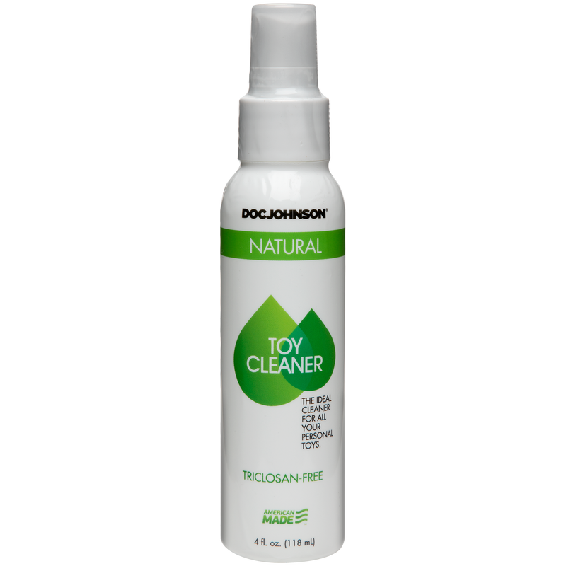 Doc Johnson Natural Toy Cleaner: triclosan-free spray for all toys, 4 fl oz (118 ml) bottle with a green label