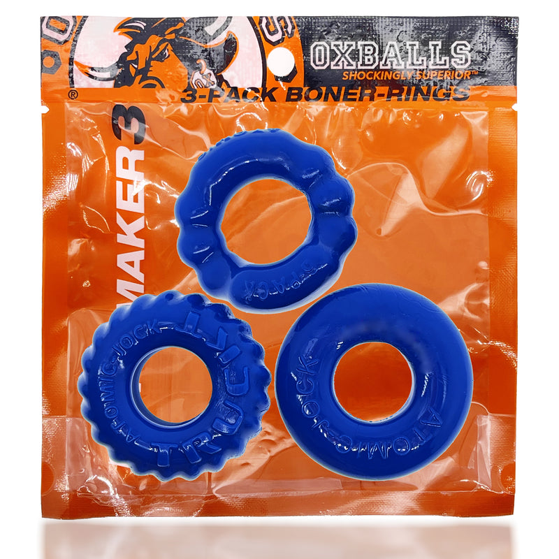 BONEMAKER 3-PACK COCK RINGS BLUE