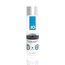 JO Classic Hybrid, 4 oz: water and silicone hybrid lubricant in a white bottle with a blue and black label