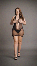 PEEK-A-BOO FISHNET DRESS BLACK P/S