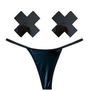 NEVA NUDE BLACK VINYL X PASTIES & THONG O/S