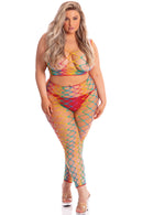 RAINBOW TWO PIECE BODYSTOCKING O/S