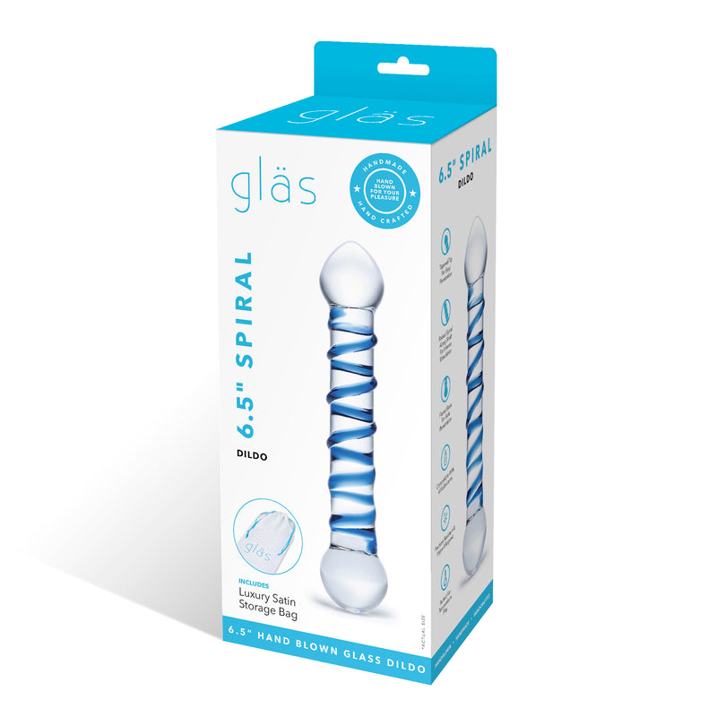 EE GLAS SPIRAL CLEAR BLUE 6.5"