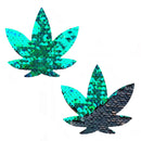 NEVA NUDE BLACK & GREEN SEQUIN WEED LEAVES