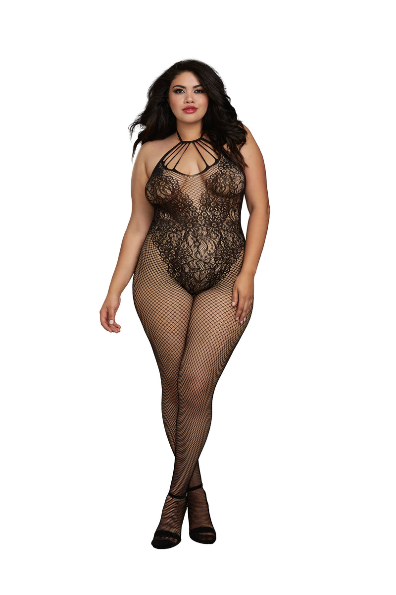 BLACK BODYSTOCKING PLUS