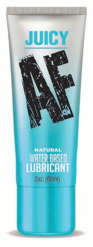Little Genie Juicy AF Natural water-based lubricant: 2 oz (60 ml) aqua and silver tube