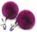 NIPPLE CLAMPS WITH PUFF BALLS PURPLE