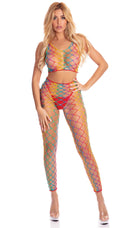 RAINBOW TWO PIECE BODYSTOCKING O/S